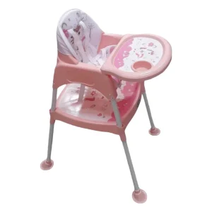 Chaise haute rembourrée 3-en-1 pour bébé, table de travail - Rose
