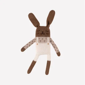 Petit lapin en tricot - Salopette ecru