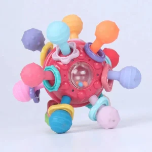 🦷 Hochet Sensoriel Montessori Bébé – Anneau de Dentition & Jouet d’Éveil 0-12 Mois