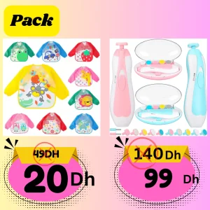 Pack Bébé – Coupe Ongles & Lime Électrique + Bavoir à Manches Longues