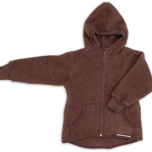 Veste à capuche et fermeture éclair en mérinos - Enfant - Cannelle